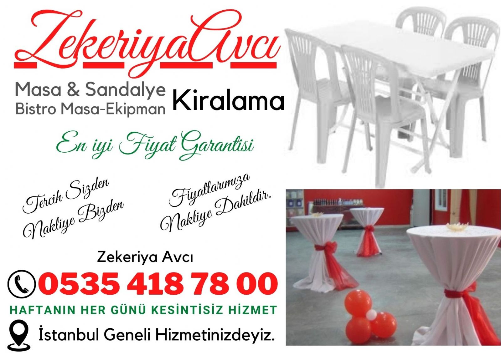 Küçükçekmece Masa Sandalye Kiralama